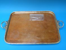 A German gilt white metal mounted tray,