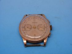 A Chronograph Suisse yellow metal chronograph wristwatch, marked 18k 0,