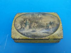 A Victorian plaster box with possible duck shooting scene to lid