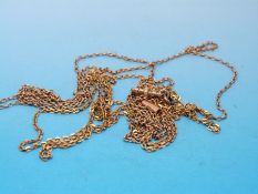 A 9ct gold necklace and a yellow metal chain