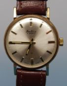 A cased Bentima Star 9ct gold cased gents wristwatch