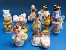Eight beswick Beatrix Potter and Kitty Macbride figures together with five Coalport figures