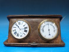 A lizard skin travelling barometer/clock