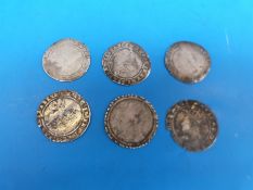 Six Elizabeth I hammered 6d coins