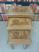 A suite of Oriental occasional furniture comprising nest of three tables,