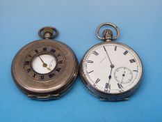 A gentleman's Elgin keyless pocket watch together with a keyless half hunter example,