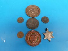 A small collection of local tokens including a 19thC Wotton-Under-Edge ¼d,