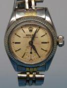 A Rolex Oyster Perpetual ladies' wristwatch with subsidiary seconds dial on stainless steel