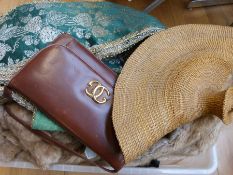 A fur coat together with a stole, eiderdown,