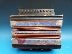 Two vintage single row melodeons c1912 (one in key of G,