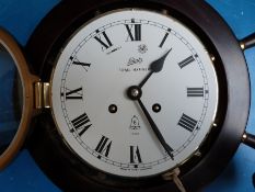 A Schatz Royal Mariner brass clock in the form of a ship's wheel