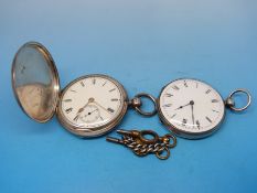 A full hunter silver cased pocket watch, slightly smaller than usual (4.