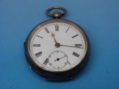 An English silver open faced gentleman's watch, the English lever keywind movement by J E Read,