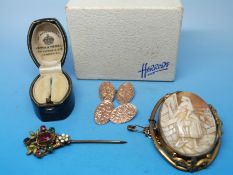 An enamel and paste jabot pin,