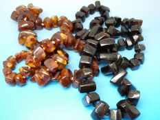 Two amber necklaces,
