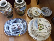 A collection of mainly Japanese ceramics including Satsuma vases