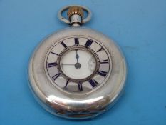 A gentleman's silver cased half hunter pocket watch by J W Benson, London,