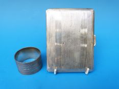 A silver cigarette case and napkin ring (234g)