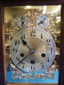 A large walnut cased three train mantel clock with chime/silent and regulator facility,