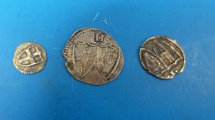 A 1649-60 trio of commonwealth (Cromwellian) coins comprising a half groat,