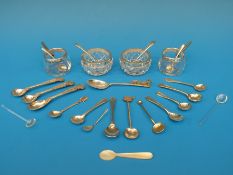 A pair of novelty hallmarked silver mounted glass salts,