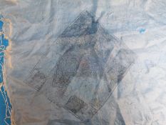 A very fine silk shawl printed with a map of India