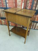 A walnut work box on stand with sliding top (W51 x D34 x L72cm)