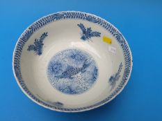 A 19thC Chinese bowl decorated with fish inside and out, four character mark to base (10cm tall,