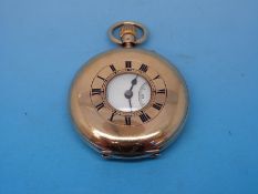 A gentleman's 9ct gold half hunter pocket watch by J W Benson, London,