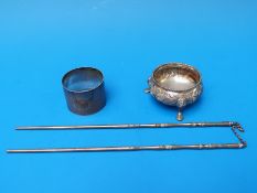 A pair of Chinese white metal chopsticks,