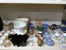 An Adderley's Art Deco tea for two decorated with irises, Wedgwood Jasperware, Beswick,