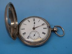 A English silver full hunter gentleman's pocket watch (Ldn 1876) with keywind movement