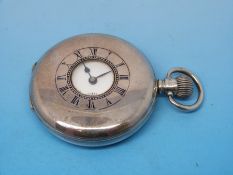 A silver Omega half hunter 1946 Birmingham pocket watch