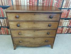 A 19thC mahogany chest of four straight drawers (W11 x D53 x L104)