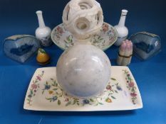 Minton Haddon Hall bowl and dish with further ceramics etc and geode bookends etc