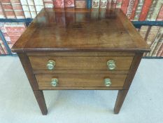 A small mahogany workbox modelled as a chest of drawers, width 45.