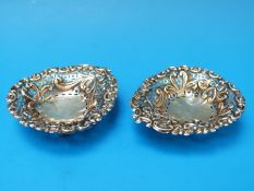 A pair of pierced hallmarked silver bon bon dishes,