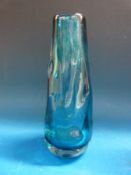 A Whitefriars amethyst coloured vase together with a blue glass vase