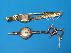 Two vintage gold cased ladies' wristwatches