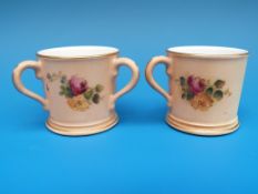 A miniature Royal Worcester blush ivory tyg and a miniature Royal Worcester blush ivory cup