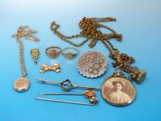 Two yellow metal signet rings marked 9ct gold,