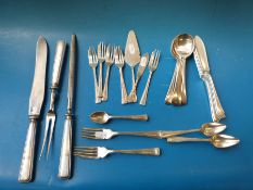 A canteen of Butler, Sheffield cutlery together with a quantity of silver plated cutlery,