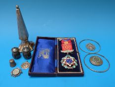 A cased hallmarked silver and enamel R.A.O.