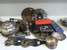 A quantity of silver plate and other metalware to include cutlery, entree dishes,