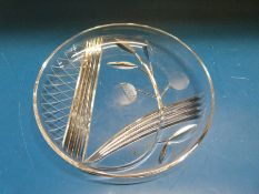 A cut glass dish etched to the base Daum.