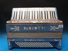 A 1930s Pancotti 120 bass piano accordion in Wedgwood blue pearloid finish,