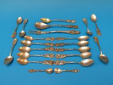 A quantity of white metal cutlery mostly of matching flower topped design (213g)