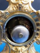 A gilt brass French mantel clock in Louis IV style striking on a bell