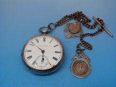 A silver cased gentleman's pocket watch, with open face, keywinding Elgin movement,