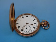 A gold plated full hunter gentleman's pocket watch
